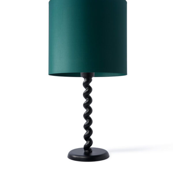 Lamp base twister black , shade Ø50xH45cm dark green