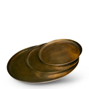 Platter oval antique brass set 3
