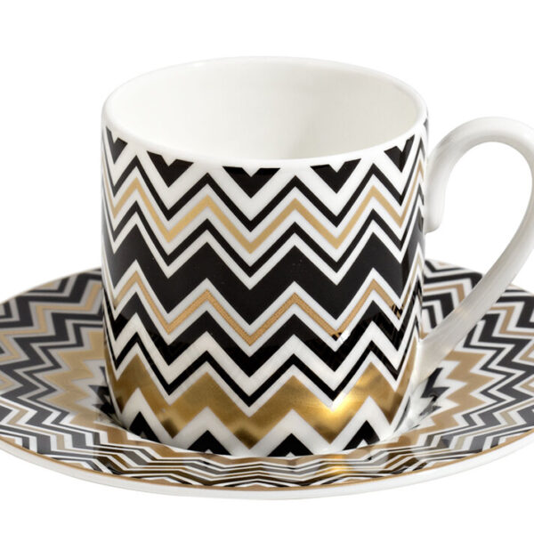 ZAG GOLD Coffee Cup & Saucer SET OF 6