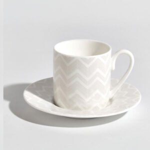 ZIG ZAG WHITE Coffee Cup & Saucer SET OF 6