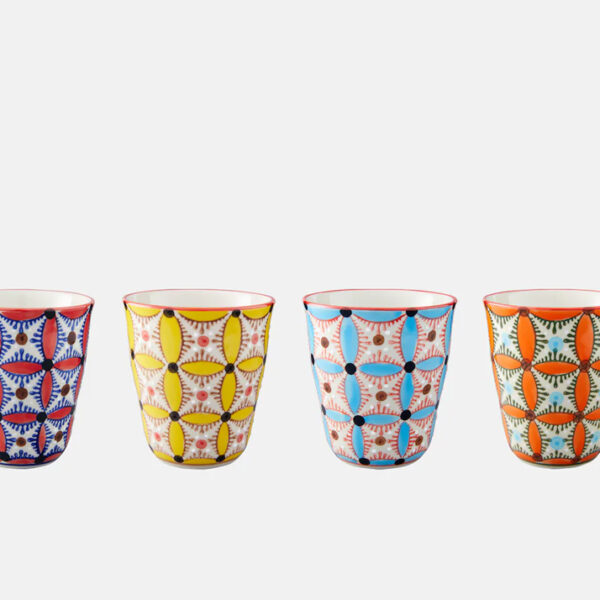Cups color hippy set of 4
