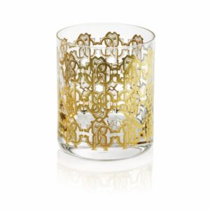 NEW MONOGRAM GOLD – DOUBLE OLD FASHION GLASS – SET OF 2