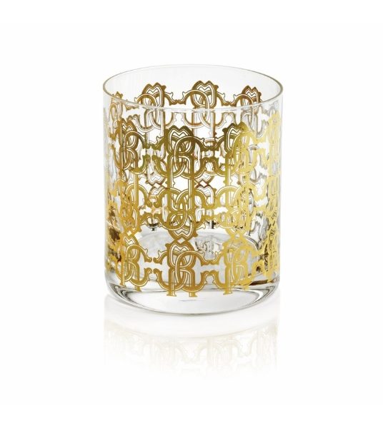 NEW MONOGRAM GOLD – DOUBLE OLD FASHION GLASS – SET OF 2