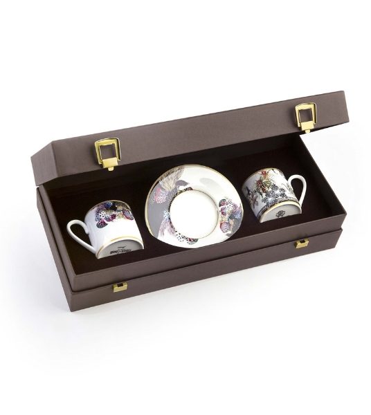 FLOWERS C&E – COFFEE CUP AND SAUCER – SET OF 2