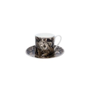 TROPICAL JUNGLE BLACK – COFFEE CUP AND SAUCER – SET OF 6