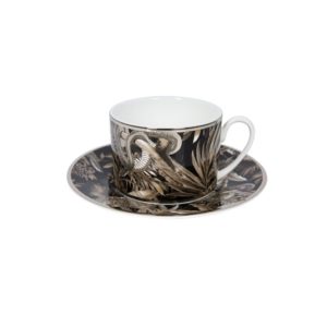 TROPICAL JUNGLE BLACK – TEA CUP AND SAUCER – SET OF 6