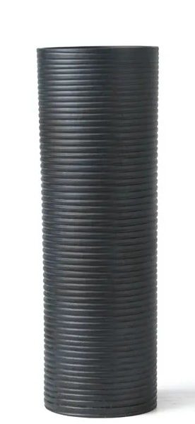 CYLINDRIC – VASE – MATT BLACK RIBBED CERAMIC – H41CM