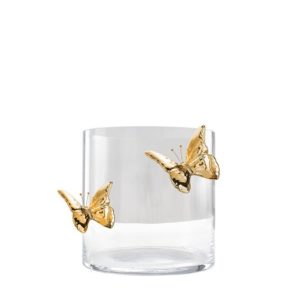 GLASS VASE WITH 2 BUTTERFLIES