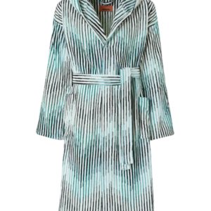 ARPEGGIO HOODED BATHROBE – TURQUOISE/WHITE