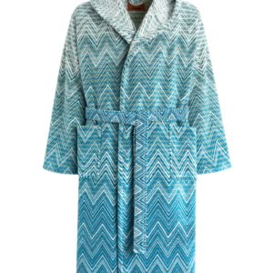 STONE HOODED BATHROBE – PETROL MULTICOLOR