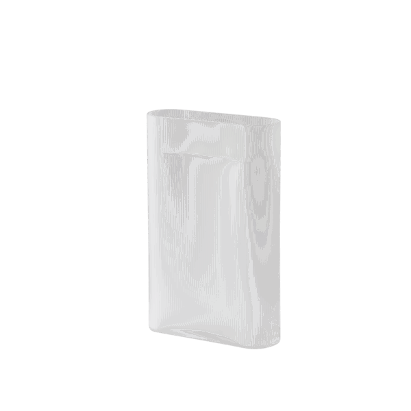 RIDGE VASE – LARGE WHITE FROSTED GLASS – H48.5 RIDGE VASE – LARGE WHITE FROSTED GLASS – H48.5