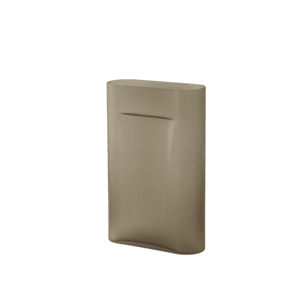 RIDGE VASE – LARGE TAUPE FROSTED GLASS – H48.5 RIDGE VASE – LARGE TAUPE FROSTED GLASS – H48.5