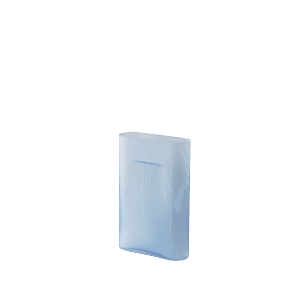 RIDGE VASE – MEDIUM LIGHT BLUE FROSTED GLASS – H35 RIDGE VASE – MEDIUM LIGHT BLUE FROSTED GLASS – H35