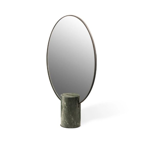 OVAL MIRROR WITH MARBLE BASE